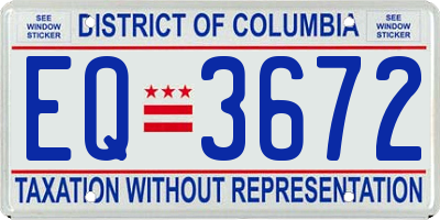DC license plate EQ3672