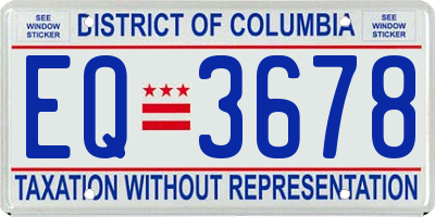 DC license plate EQ3678