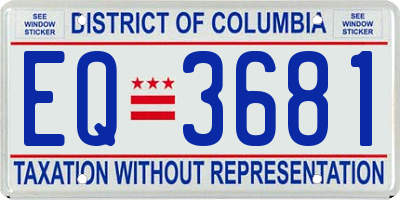 DC license plate EQ3681