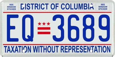 DC license plate EQ3689