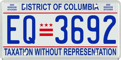 DC license plate EQ3692
