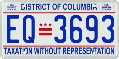 DC license plate EQ3693