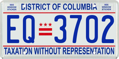 DC license plate EQ3702