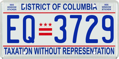 DC license plate EQ3729