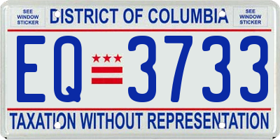 DC license plate EQ3733