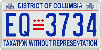 DC license plate EQ3734