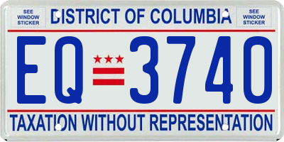 DC license plate EQ3740