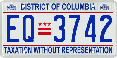 DC license plate EQ3742