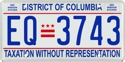 DC license plate EQ3743