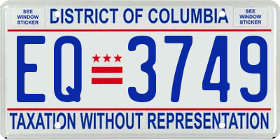 DC license plate EQ3749