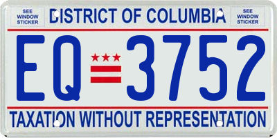DC license plate EQ3752