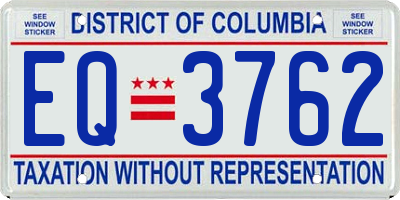 DC license plate EQ3762