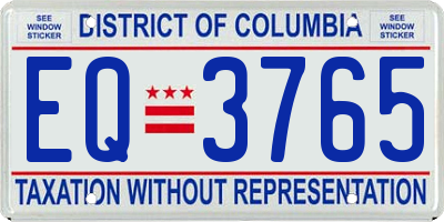 DC license plate EQ3765