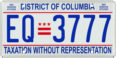 DC license plate EQ3777