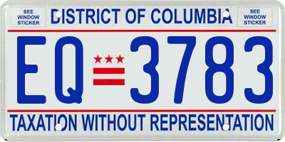 DC license plate EQ3783