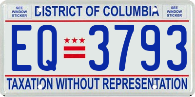 DC license plate EQ3793