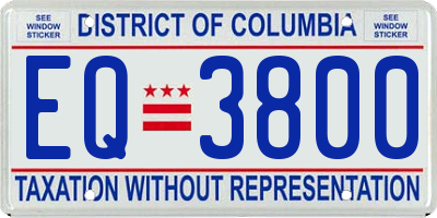 DC license plate EQ3800