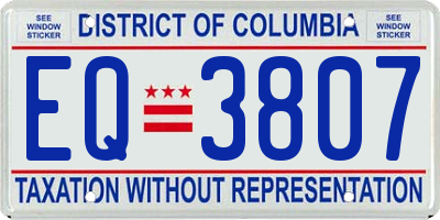 DC license plate EQ3807