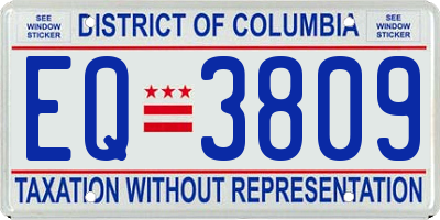 DC license plate EQ3809