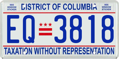 DC license plate EQ3818
