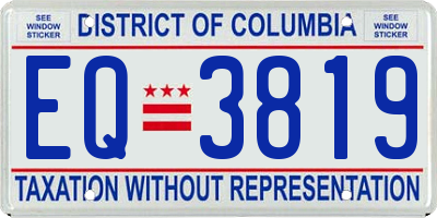 DC license plate EQ3819