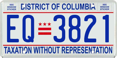 DC license plate EQ3821