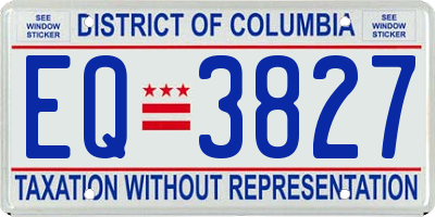 DC license plate EQ3827
