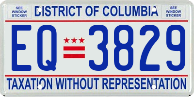 DC license plate EQ3829