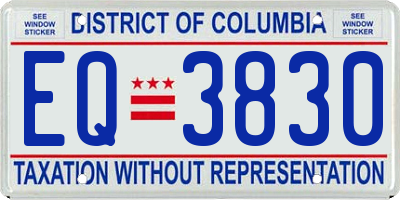 DC license plate EQ3830