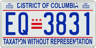 DC license plate EQ3831