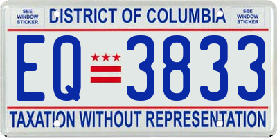 DC license plate EQ3833