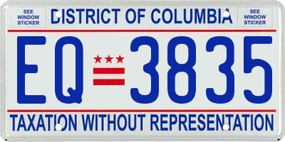 DC license plate EQ3835