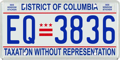 DC license plate EQ3836