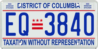 DC license plate EQ3840