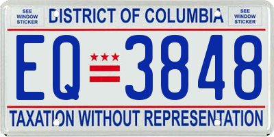 DC license plate EQ3848