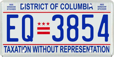 DC license plate EQ3854