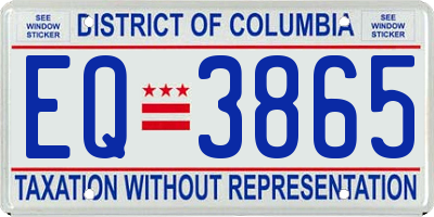DC license plate EQ3865