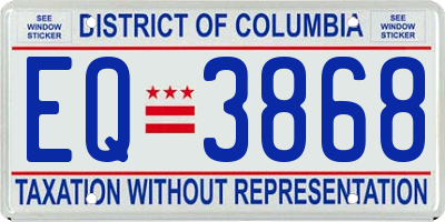 DC license plate EQ3868