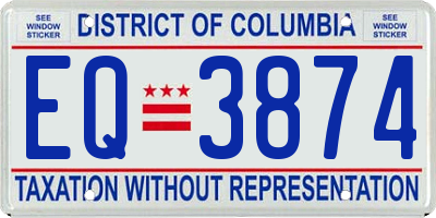 DC license plate EQ3874