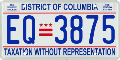 DC license plate EQ3875