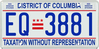 DC license plate EQ3881