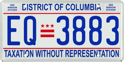 DC license plate EQ3883