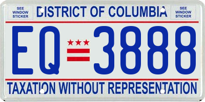 DC license plate EQ3888