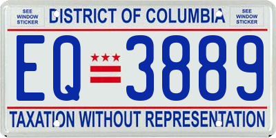 DC license plate EQ3889