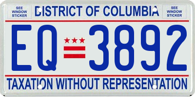 DC license plate EQ3892