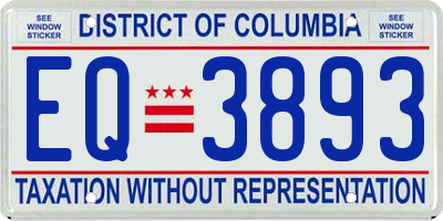 DC license plate EQ3893
