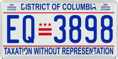 DC license plate EQ3898