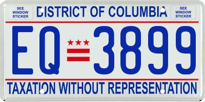 DC license plate EQ3899