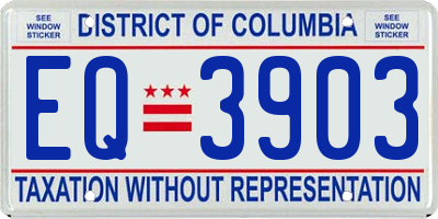 DC license plate EQ3903
