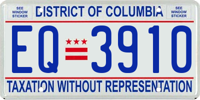 DC license plate EQ3910